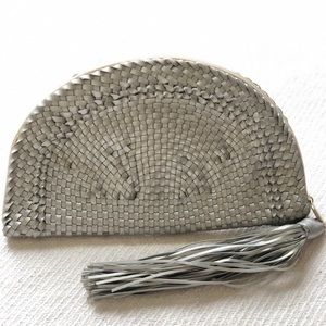 Silver clutch bag